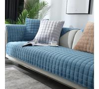 Washable Soft Velvet Sofa Covers - Non-Slip Universal Couch Covers for 1/2/3/4 Seater Sectional Sofas (110x180 cm Blue) - Protect & Enhance Your Furniture
