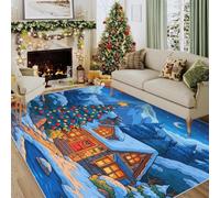 Washable Stained Glass Rug for Bedroom 240x340, Home Decor | Christmas Tree Area Rugs, Living Room Accessories, Non Slip, Low Pile, Soft, Pattern Carpet SD2-141