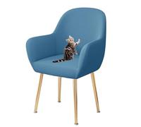 Washable Stretch Curved Back Chair Covers Cat Scratch Proof Dining Room Slipcovers Soft Fabric 6 PCS Set Blue - Perfect for Home Decor and Protection