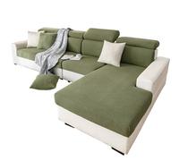 Washable Stretch Velvet Couch Covers for Sectional Sofas L-Shaped Sofa Cushion Covers Magic Sofa Slipcovers for 3-Seat Couches (Large Green)