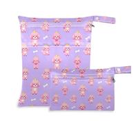 Washable Suit Bag Waterproof 2 Pack Pink Poodles Wearing Crowns Light