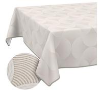 Washable Tablecloth, Lotus Effect, Easy Care, Made of Cotton, Polyester, Dirt-Repellent, Outdoor Garden Tablecloth, Curva, Grey, 100 x 140 cm, with Piping Ribbon
