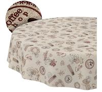 Washable Tablecloth, Lotus Effect, Easy Care, Made of Cotton, Polyester, Dirt-Repellent, Outdoor Garden Tablecloth, Coffee, Round, 120 cm