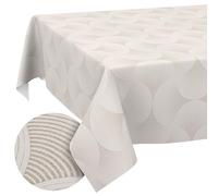 Washable Tablecloth, Lotus Effect, Easy Care, Made of Cotton, Polyester, Dirt-Repellent, Outdoor Garden Tablecloth, Curva Grey, 200 x 140 cm