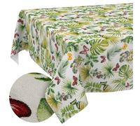 Washable Tablecloth, Lotus Effect, Easy Care, Made of Cotton, Polyester, Dirt-Repellent, Outdoor Garden Tablecloth, Butterfly Leaves, Breeze, 240 x 140 cm