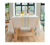 Washable Tablecloth, Tablecloth Rustic Embroidery Tablecloths Cotton Linen Pattern Rectangle Table Covers for Kitchen Living Room Decor(Blue Green Willow,140X240cm 1pc)