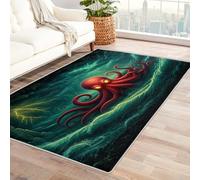 Washable Viking Rugs for Entryway, Octopus Lightning Wave Magic Design Small Area Rug Bedroom Decor, Non Slip Low Pile Soft Indoor Door Mat, 50 x 80 cm
