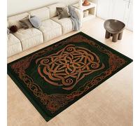 Washable Vintage Area Rugs 160 x 230 cm Non-Slip Geometric Celtic Knot Design Print Carpet, Foldable Short Pile Indoor Mat for Living Room Bedroom Dining Room Kitchen - Black