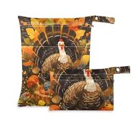 washable wet dry bags 2 Pack travel essentials for babies with handles for gym, daycare (Thanks Giving Day Turkey)