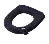 Washable Winter Plush Toilet Seat Cover with Handle, Soft Velvet Cushion Enhances Comfort and Warmth, Fits Standard Toilet Sizes (Black)