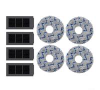 Washable Wipes and Filter Replacement for Ecovacs for Deebot for X5 for Omni Pro, Microfibre Cleaning Cloths with Filter Set, Accessories for Robot Vacuum Cleaners (2 x 4 Pieces)