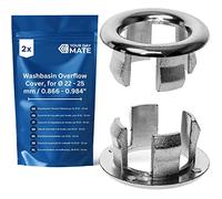 Washbasin overflow cover, 2 pcs, design 1 in high-gloss chrome, for washbasin hole with Ø 0.87-0.98" inside, washbasin hole rings replacement, ceramic washbasin drain cap bathroom, overflow cover