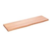 Washbasin Top, Light Brown, Solid Oak, 100 x 30 x (2-4) cm, Varnished with Natural Edge, Waterproof and Scratch-Resistant, Ideal as a Kitchen Worktop, Table Top, Workbench Top or Bathroom Furniture