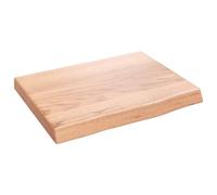 Washbasin Top Made of Solid Oak Wood Light Brown 40 x 30 x 2-4 cm with Natural Edge, Waterproof and Scratch-Resistant, Versatile as Worktop, Table Top, Kitchen Top, Workbench Top