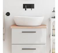 Washbasin Top, Solid Beech, 60 x 40 x 2.5 cm, Wooden Top, Kitchen Worktop, Scratch-Resistant, Waterproof, Heat-Resistant, Can Be Cut to Size, for Bathroom, Workbench, Counter Top, DIY