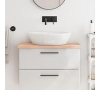 Washbasin Top Solid Wood Top Made of Untreated Oak Wood 80 x 30 x (2-4) cm with Natural Edge, Scratch-Resistant and Heat Resistant, Ideal for Bathroom, Kitchen, Workshop, Desk, DIY Projects