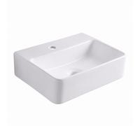 Washbasin, wall-hung, mini, wall-mounted with tap hole, square