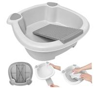 Washboard Basin with Integrated Washboard, Non-slip Portable Washboard with Ample Basin,Plastic Wash Board for Hand Washing Clothes, Socks, Small Articles, Washboard Basin