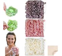 Washcloth Loofah Combo 2-in-1 Loufee Wash Cloth that Holds Bar Soap-Exfoliation Mesh Shower Ball for Body Wash&Smooth Skin+Free Loofah Dish Towel