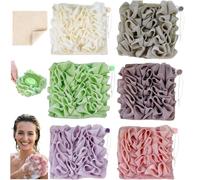 Washcloth Loofah Combo 2-in-1 Loufee Wash Cloth that Holds Bar Soap-Exfoliation Mesh Shower Ball for Body Wash&Smooth Skin+Free Loofah Dish Towel