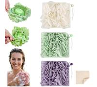 Washcloth Loofah Combo 2-in-1 Loufee Wash Cloth That Holds Bar Soap-Exfoliation Mesh Shower Ball for Body Wash&Smooth Skin+Free Loofah Dish Towel