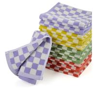 Washcloths 12 Pack Checkered - Wash Cloths for Showering (13"x13") in 4 Colors, Multi-Purpose Bathroom Face Cloths, Soft and Cute