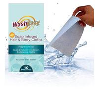 WASHEASY Soap Infused Hair and Body Cloths 10 pack Fragrance Free Natural BathWash Sheet Camping RV College Home Hunting Anywhere Use