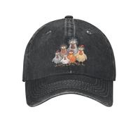 Washed Baseball Cap Crazy Chicken Family Summer Trucker Hat for Unisex Men Fashion Sun Baseball Caps