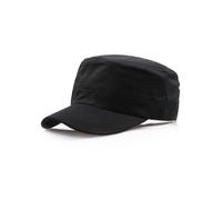 Washed Cotton Basic Cadet Army Cap Everyday Military Style Hat Vintage Flat Top Cap Black