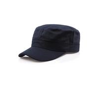 Washed Cotton Basic Cadet Army Cap Everyday Military Style Hat Vintage Flat Top Cap Blue