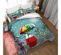 Washed Cotton Bedding with Snoopy, Oeko-Tex Certified & Suitable for Allergy Sufferers, 1 Duvet Cover and 2 Pillowcases 80 X 80/50x75 Cm (200x200cm(Double),Snoopy 04)