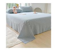 Washed Cotton Flat Sheet - Soft and Cozy Bedding Top Sheet for Single/Twin Double/Queen King Mattress (Color : Blue B, Size : 160x230cm-63x90 in)