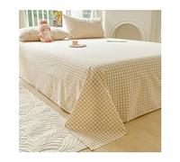 Washed Cotton Flat Sheet - Soft and Cozy Bedding Top Sheet for Single/Twin Double/Queen King Mattress (Color : Yellow D, Size : 200x230cm+48x74cm x2)