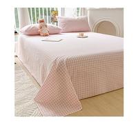 Washed Cotton Flat Sheet - Soft and Cozy Bedding Top Sheet for Single/Twin Double/Queen King Mattress (Color : Pink B, Size : 160x230cm-63x90 in)