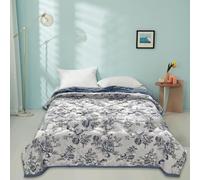Washed Cotton Summer Comforter | Breathable Bed Blanket 200x230cm Artistic Print & 3D Airflow - Perfect for Hot Sleepers, Office Naps & Travel
