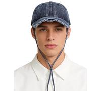 Washed Denim Baseball Cap Vintage Distressed Jean Baseball Hat Ripped Peaked Cap with Adjustable Chin Strap