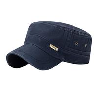 Washed Denim Cotton Solid Blank Low Profile Casual Daily Baseball Cap Trucker Dad Cap Wide Rim Visor Classic Unisex Mens Navy One Size