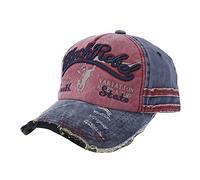 Washed Denim Distressed Letters Embroidery Print Baseball Cap Trucker Dad Edge Grinding Outdoor Daily Causal Street Retro Preppy Cotton for Men Women Unisex Red One Size