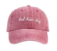 Washed Denim Distressed Letters Print Embroidery Classic Solid Cotton Baseball Cap Trucker Dad Cap Retro Youth Street Outdoor Preppy Unisex Red One Size