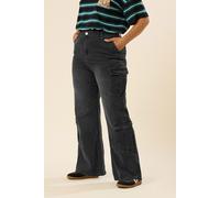Washed Effect Cargo Jeans Yours Black 24