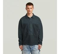 Washed Fabric Mix Loose Sweater - Dark blue - Men M