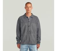 Washed Fabric Mix Loose Sweater - Grey - Men S