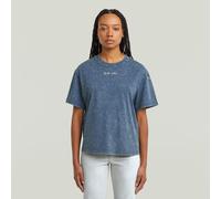 G-STAR Women's Washed G-Script R T Wmn T-Shirt, Blue (Mid Blue Double Dye D26241-2653-h364), L