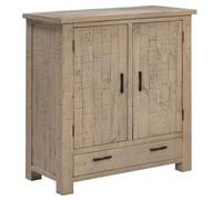 Washed Grey Reclaimed Pine 2 Door Small Sideboard - 95cm