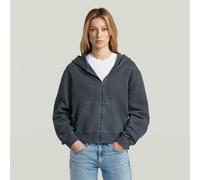 Washed Hoodie Zip Relaxed Sweater - Dark blue - Women S