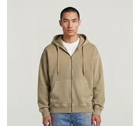 Washed Hoodie Zip Sweater - Beige - Men M