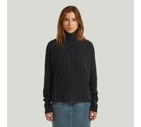 Washed Loose Turtle Knit - Black - Women XL