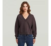 Washed Loose V Sweater - Brown - Women L