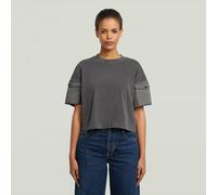 Washed Mix Boxy Cropped T-Shirt - Black - Women L