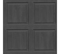 Washed Panel Wallpaper Wood Effect Charcoal Grey Rustic Traditional
